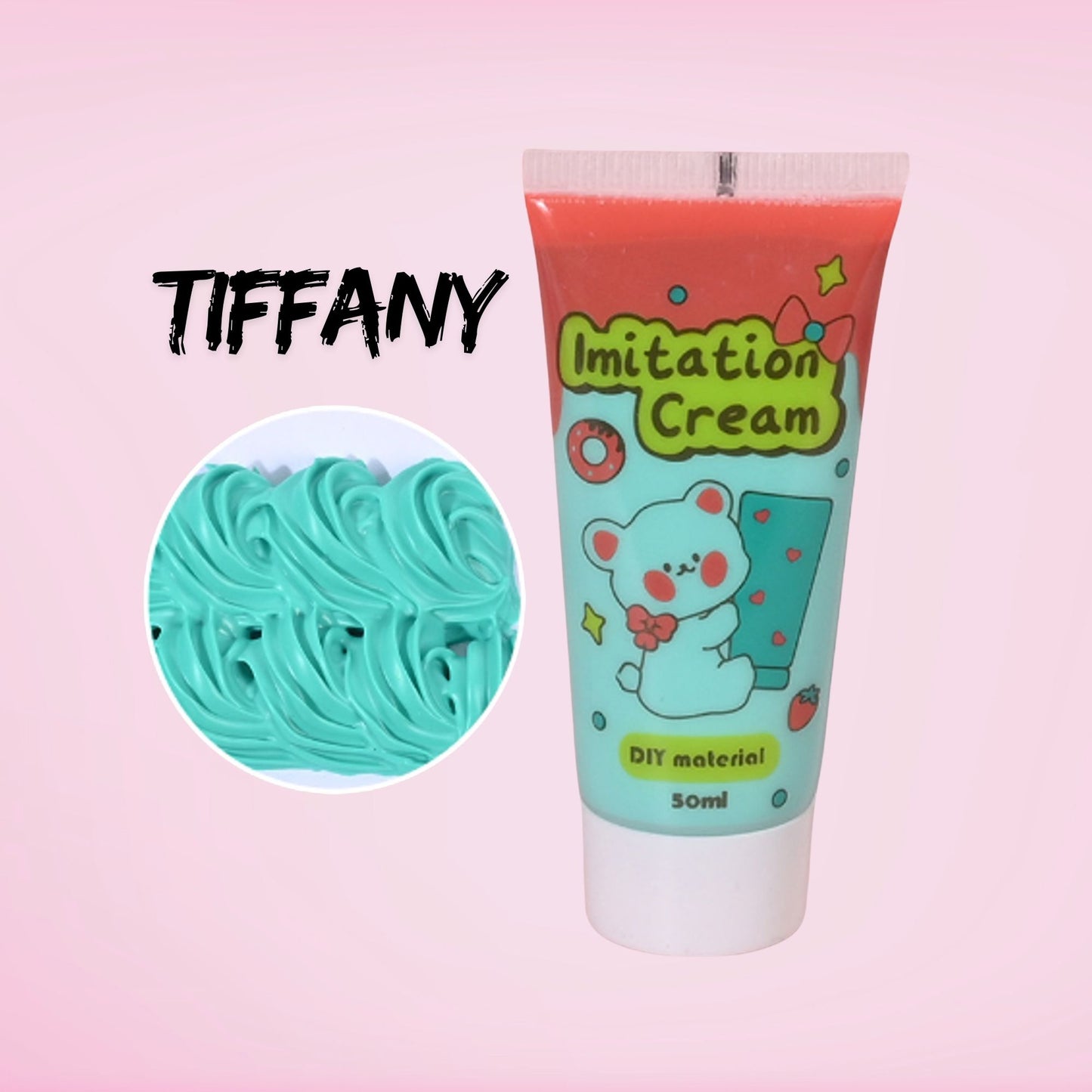 50ml Tiffany blue decoden imitation cream. Luxury whipped cream adhesive for tumblers, resin projects, phone cases, and kawaii DIY crafts. Iconic Tiffany tone adds stylish frosting effect to handmade designs.