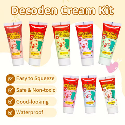 DIY imitation cream 50ml tube for crafting. Realistic whipped cream effect doubles as glue for phone cases, tumblers, resin art, scrapbooking, and decoden projects. Essential wholesale supply for crafters and small businesses.
