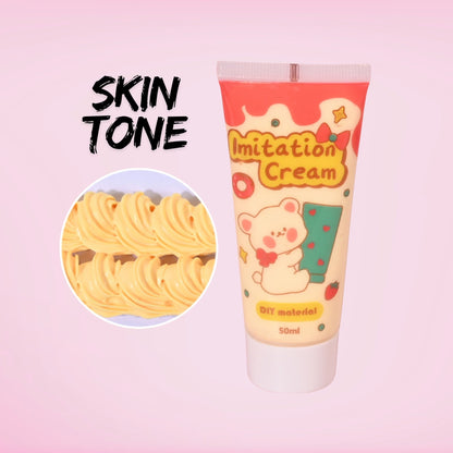 50ml light skin tone decoden imitation cream. Neutral whipped cream style crafting glue for tumblers, resin art, phone case decor, and kawaii projects. Perfect for realistic frosting effects and natural-toned DIY decorations