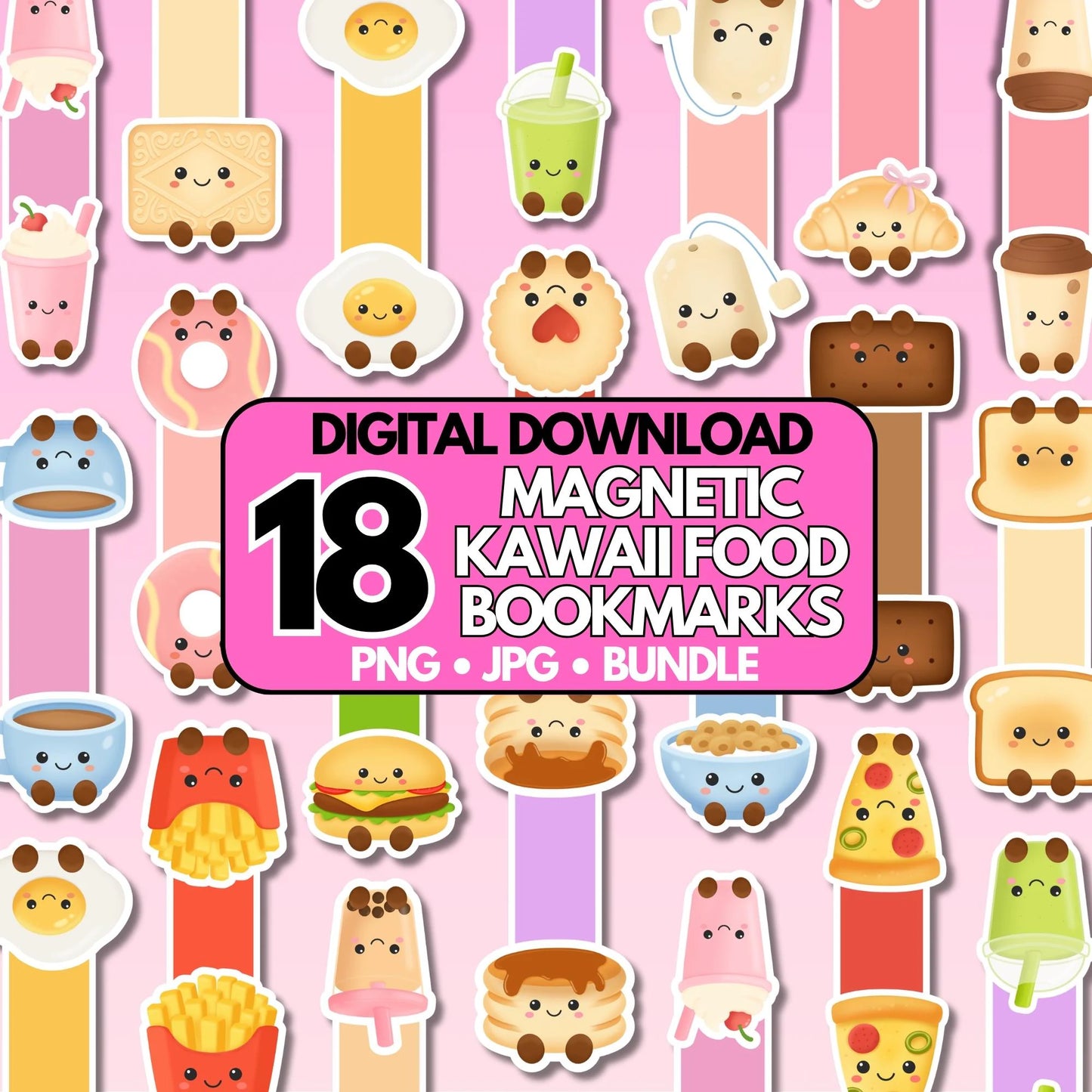 digital download magnetic cricut cut file design bundle kawaii bookmarks 18 designs