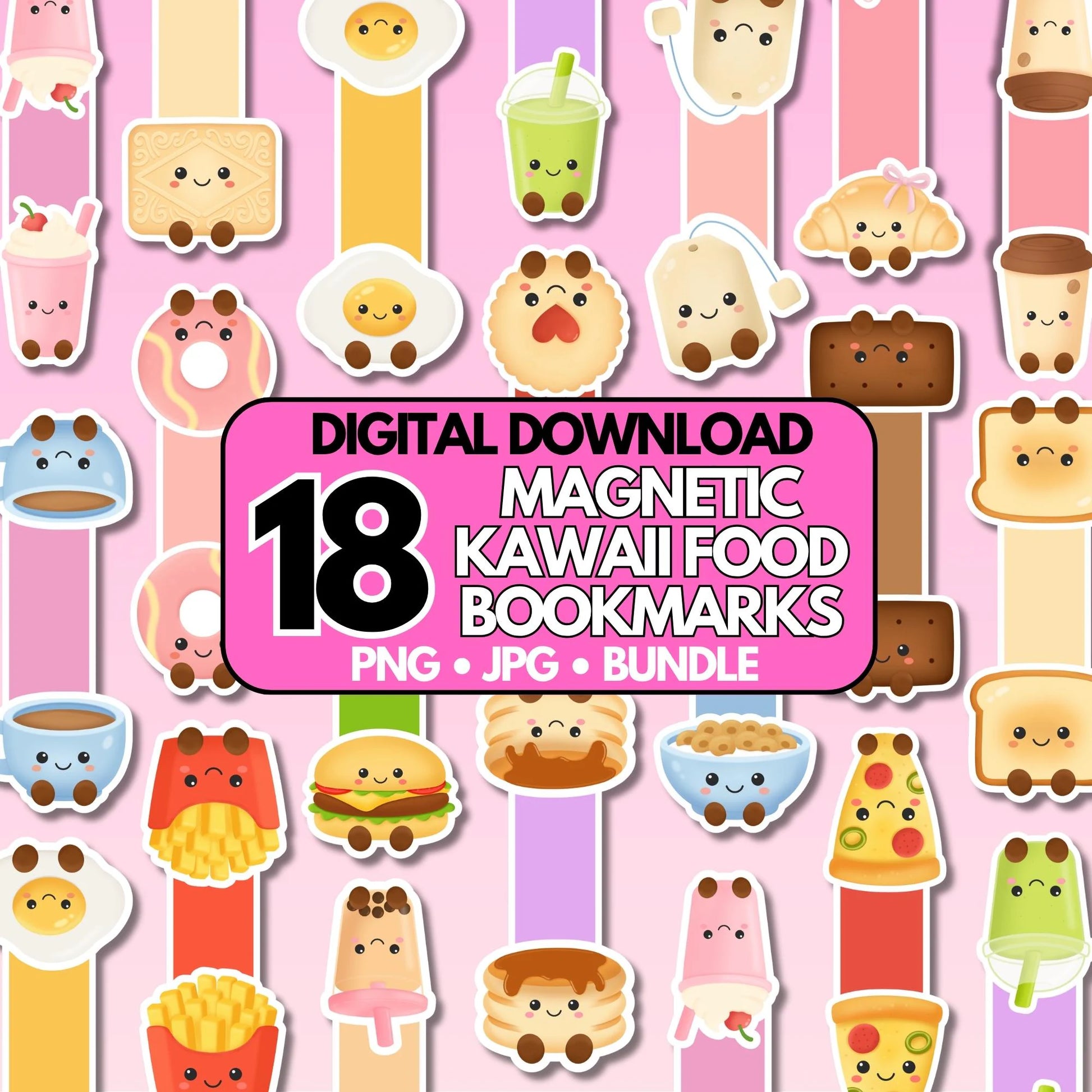digital download magnetic cricut cut file design bundle kawaii bookmarks 18 designs