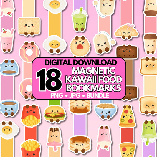 digital download magnetic cricut cut file design bundle kawaii bookmarks 18 designs