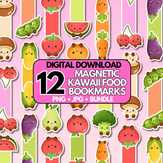 Kawaii Food Magnetic Bookmark Bundle | Digital Download