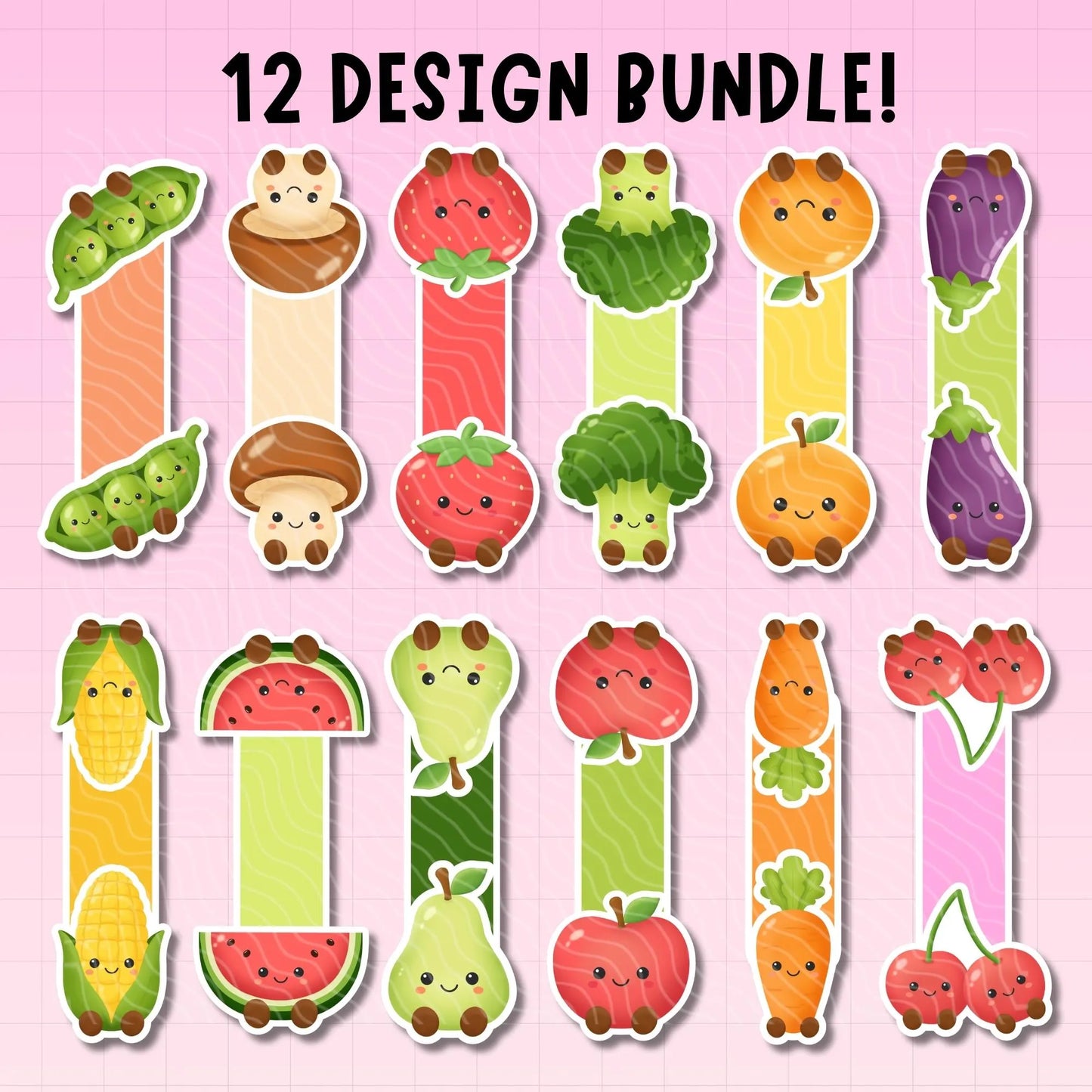 Kawaii Food Magnetic Bookmark Bundle | Digital Download