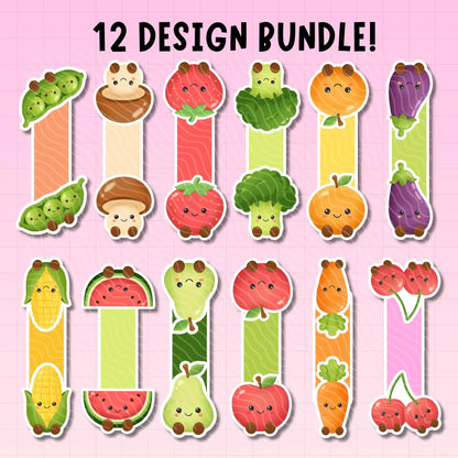 Kawaii Food Magnetic Bookmark Bundle | Digital Download