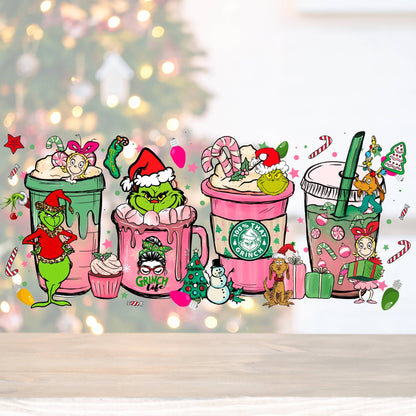 Grinchmas Pink Coffee | Can UV DTF Wrap