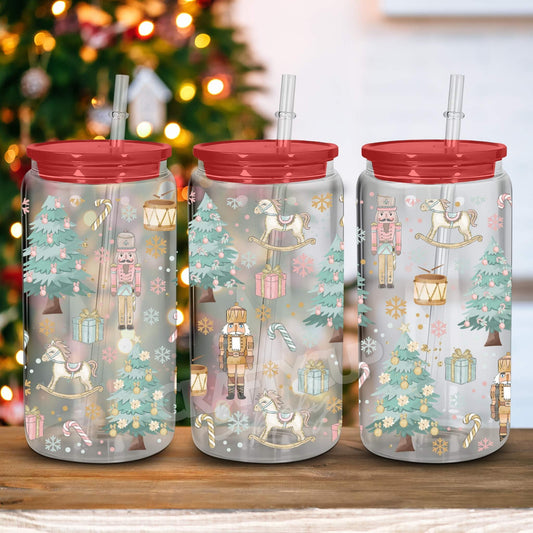 cute uv dtf christmas prints for libbey glass cans