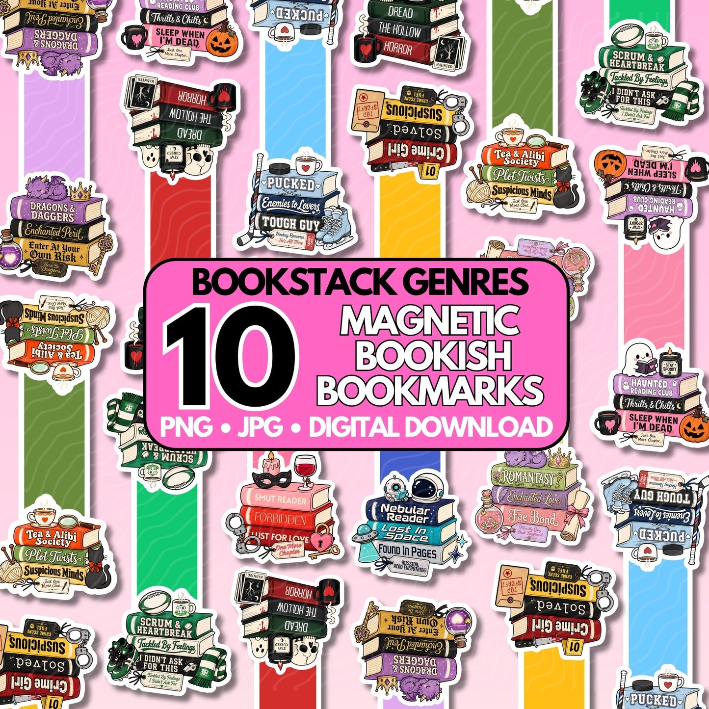 Book Stacks Magnetic Bookmark Bundle | Digital Download