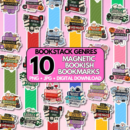 Book Stacks Magnetic Bookmark Bundle | Digital Download