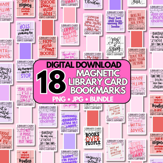 Library Cards Magnetic Bookmark Bundle | Digital Download