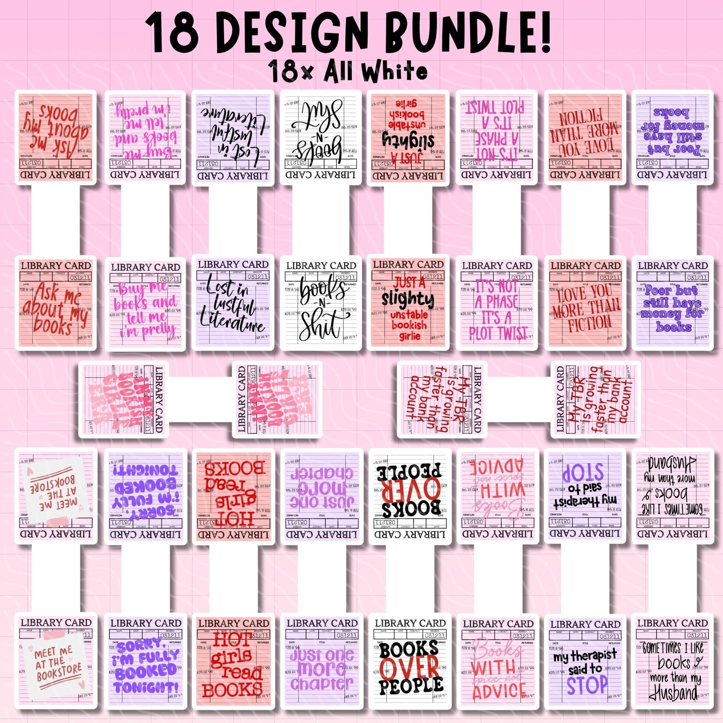 Library Cards Magnetic Bookmark Bundle | Digital Download