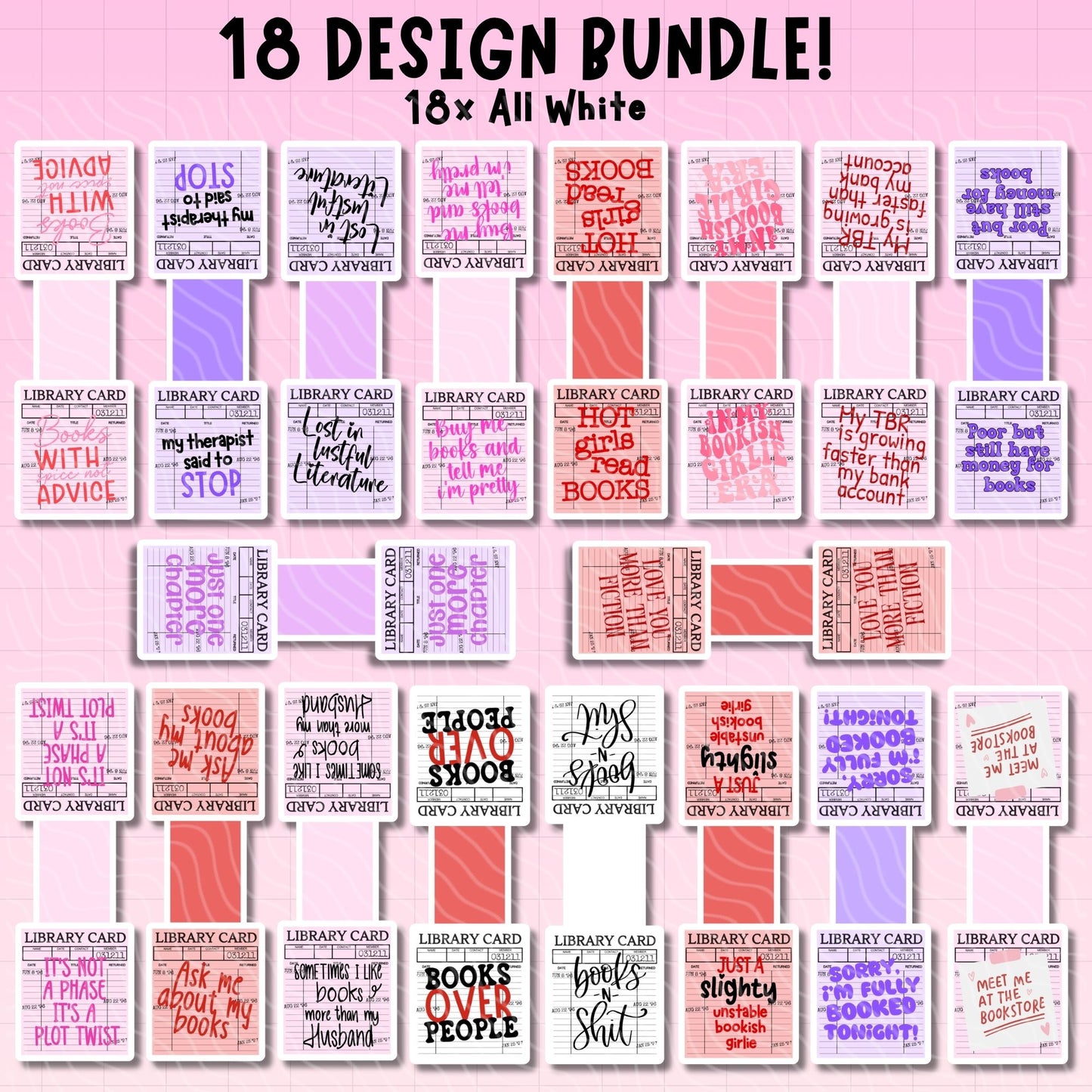 Library Cards Magnetic Bookmark Bundle | Digital Download