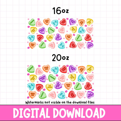 valentine digital download design showing love hearts on a 16oz libbey can.