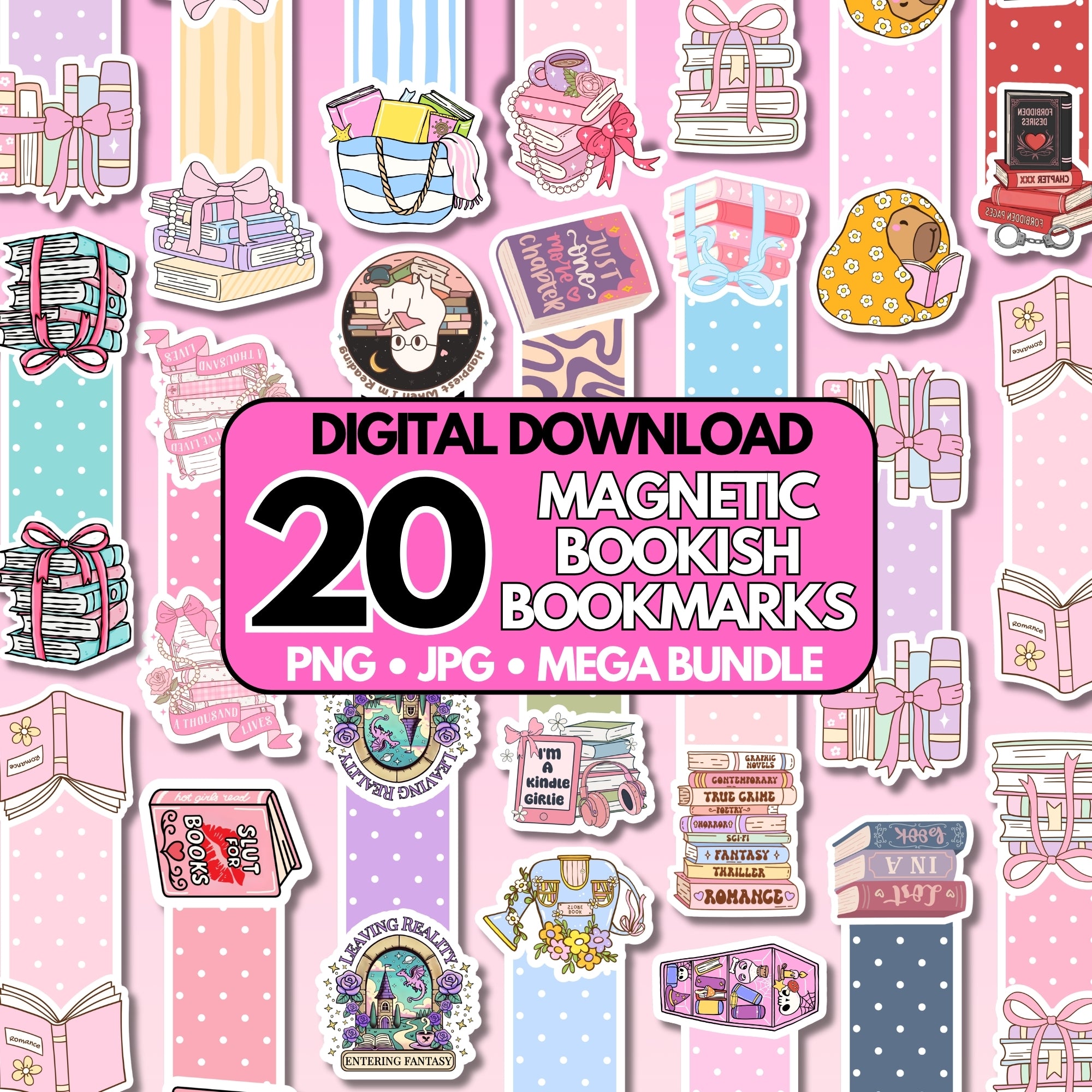 Printable Magnetic Bookmarks Bookish Coquette Designs, Digital Download ...