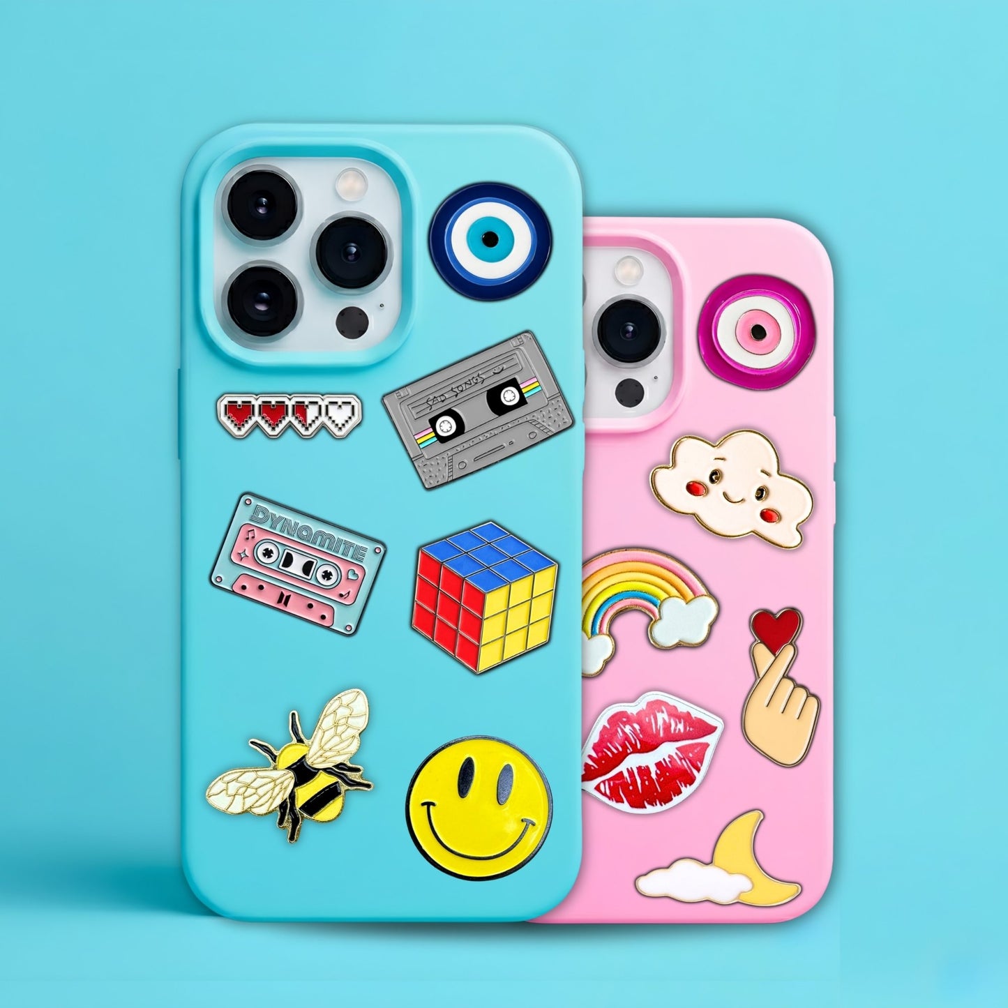 Mixed Designs - Enamel Metal Stick On Charms (3M Adhesive)