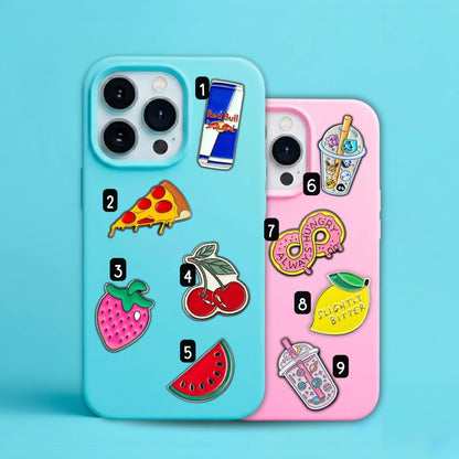 Food & Drink - Enamel Metal Stick On Charms (3M Adhesive)
