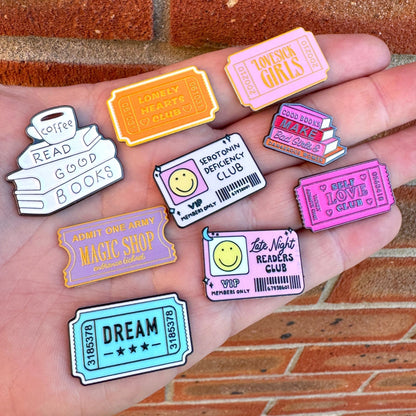 Bookish - Enamel Metal Sticker Pin Charms