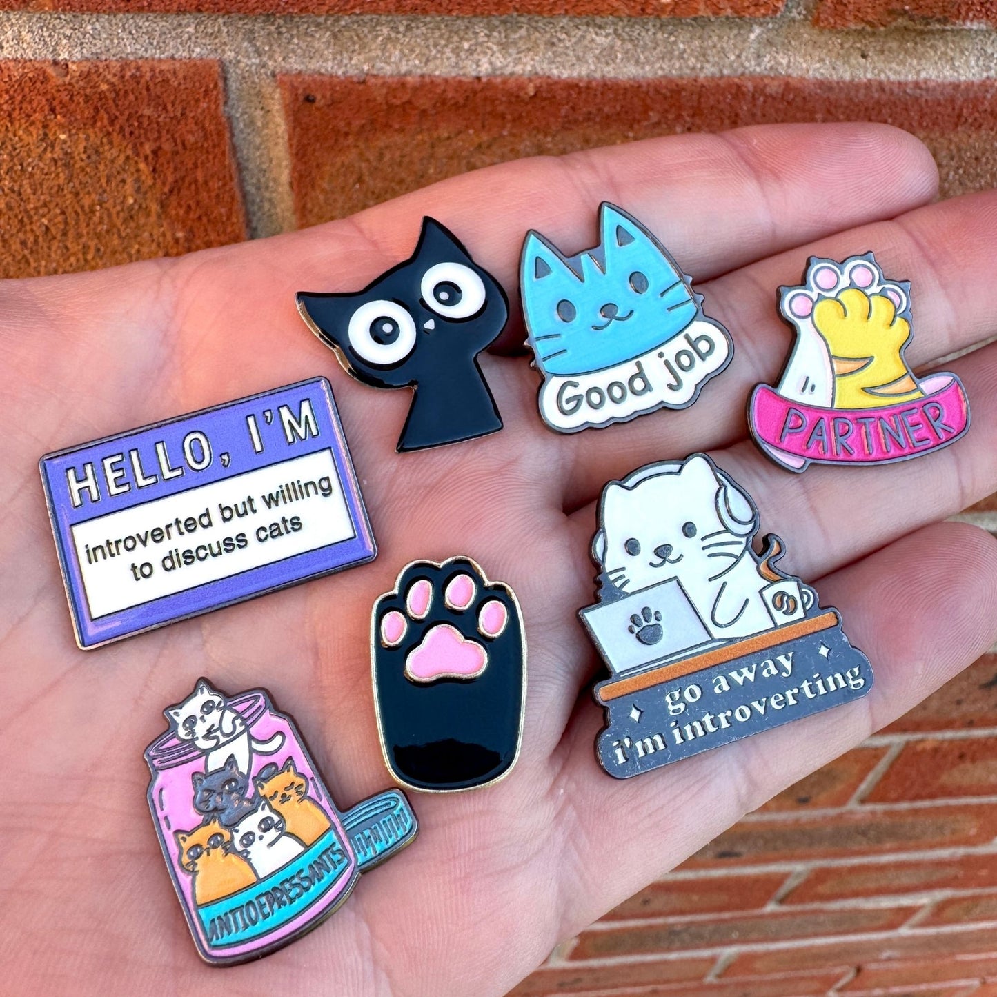 Cats - Enamel Metal Sticker Pin Charms