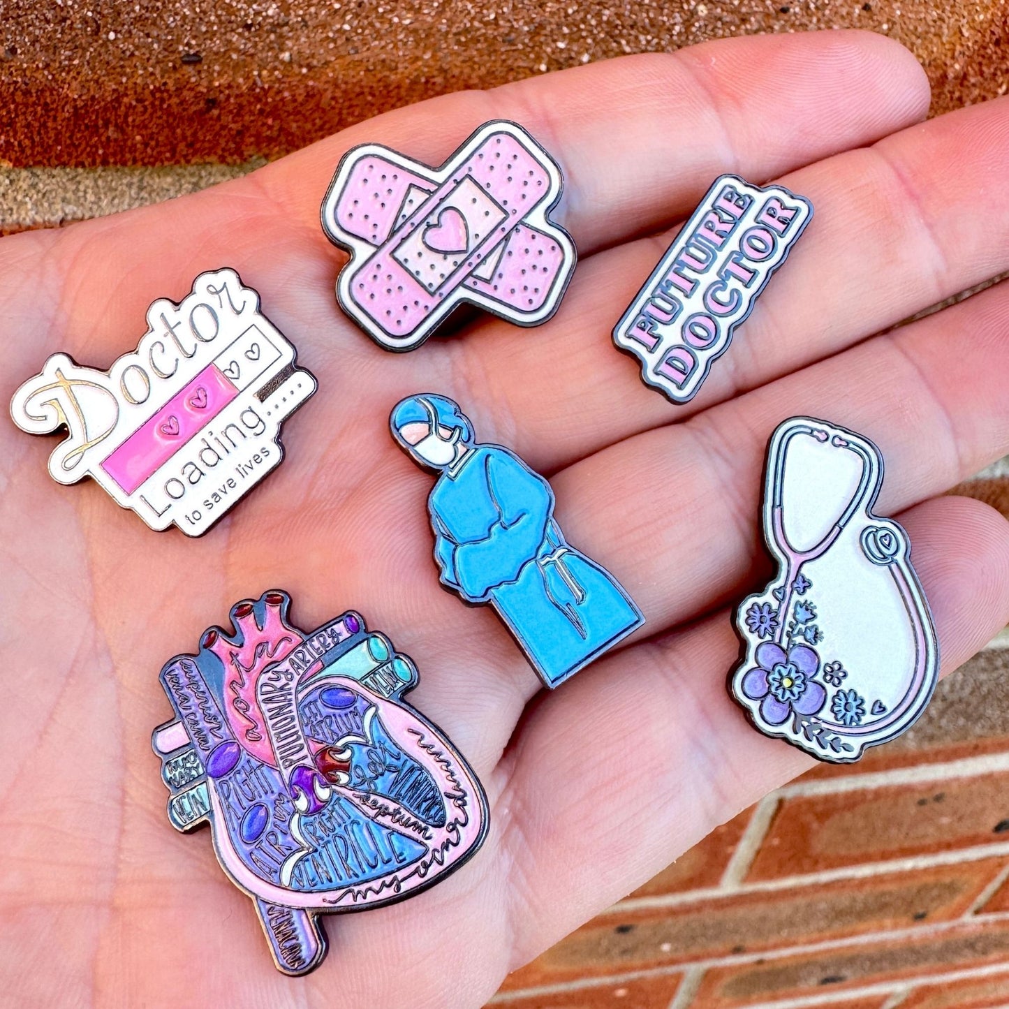 Medical - Enamel Metal Sticker Pin Charms