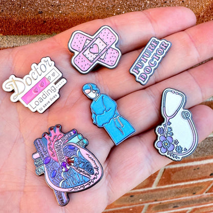 Medical - Enamel Metal Sticker Pin Charms
