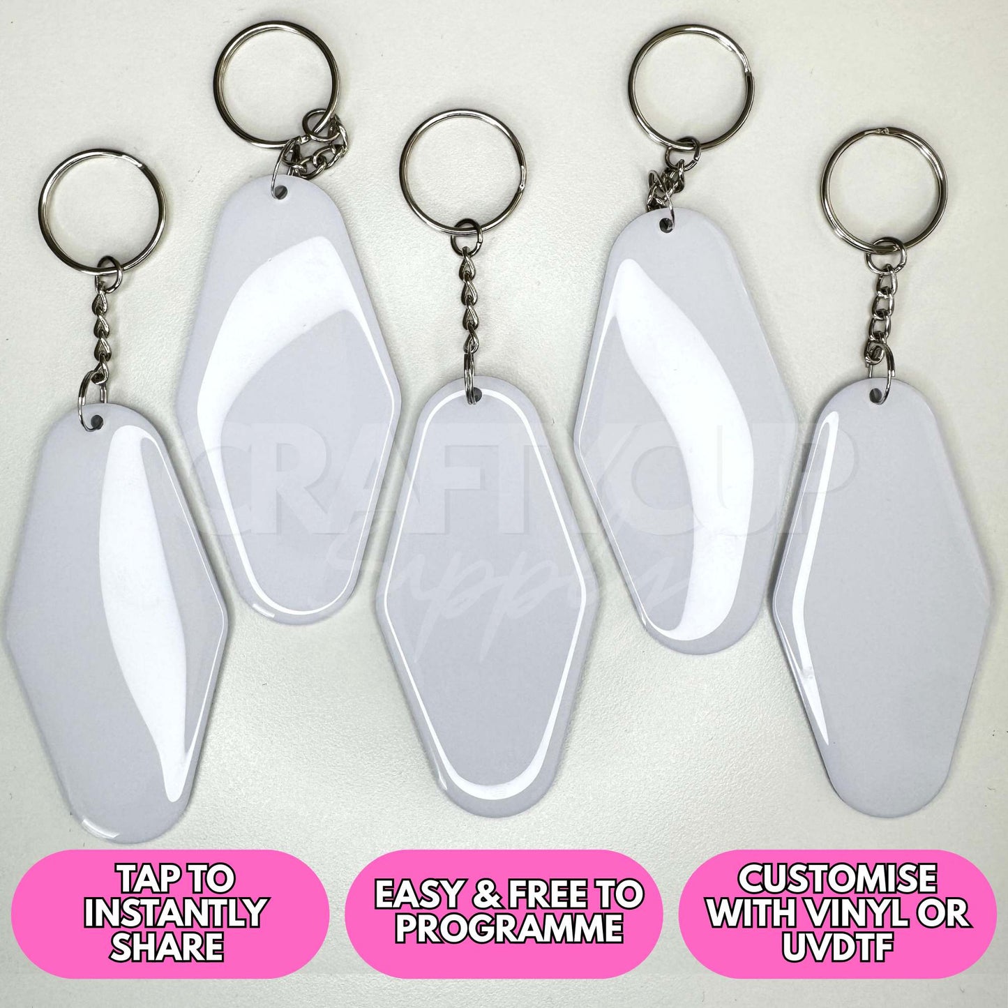 Motel NFC Programmable Keyring - White