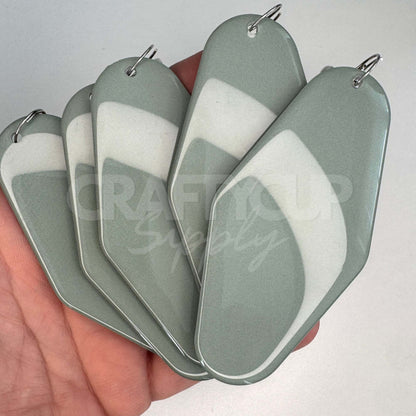 Blank NFC motel shaped tag keyring designed for contactless digital business cards and payment links