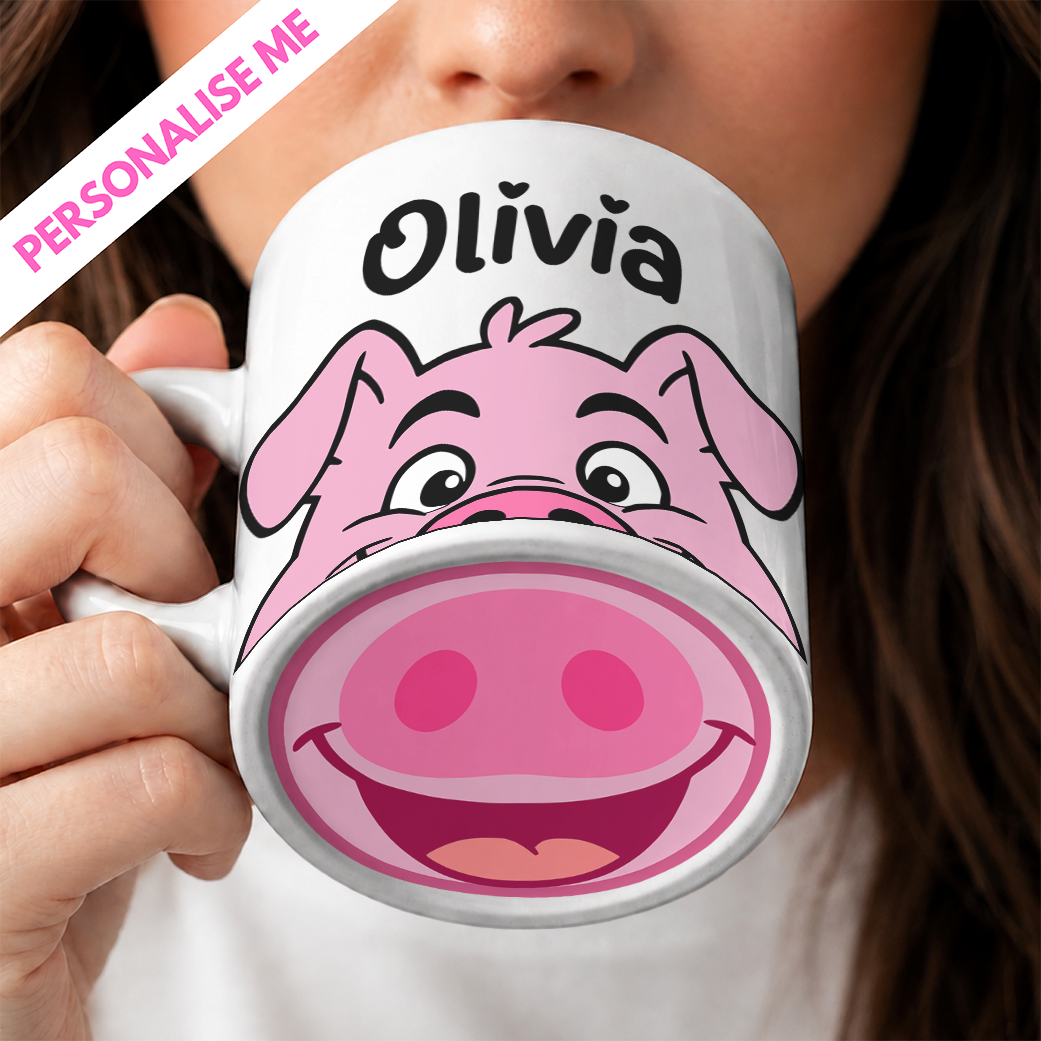 Pig Big Mouth Mug | Personalised UV DTF