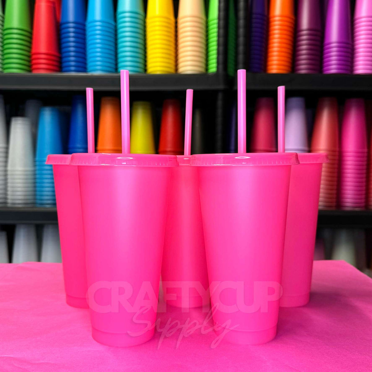 hot pink solid cold cups