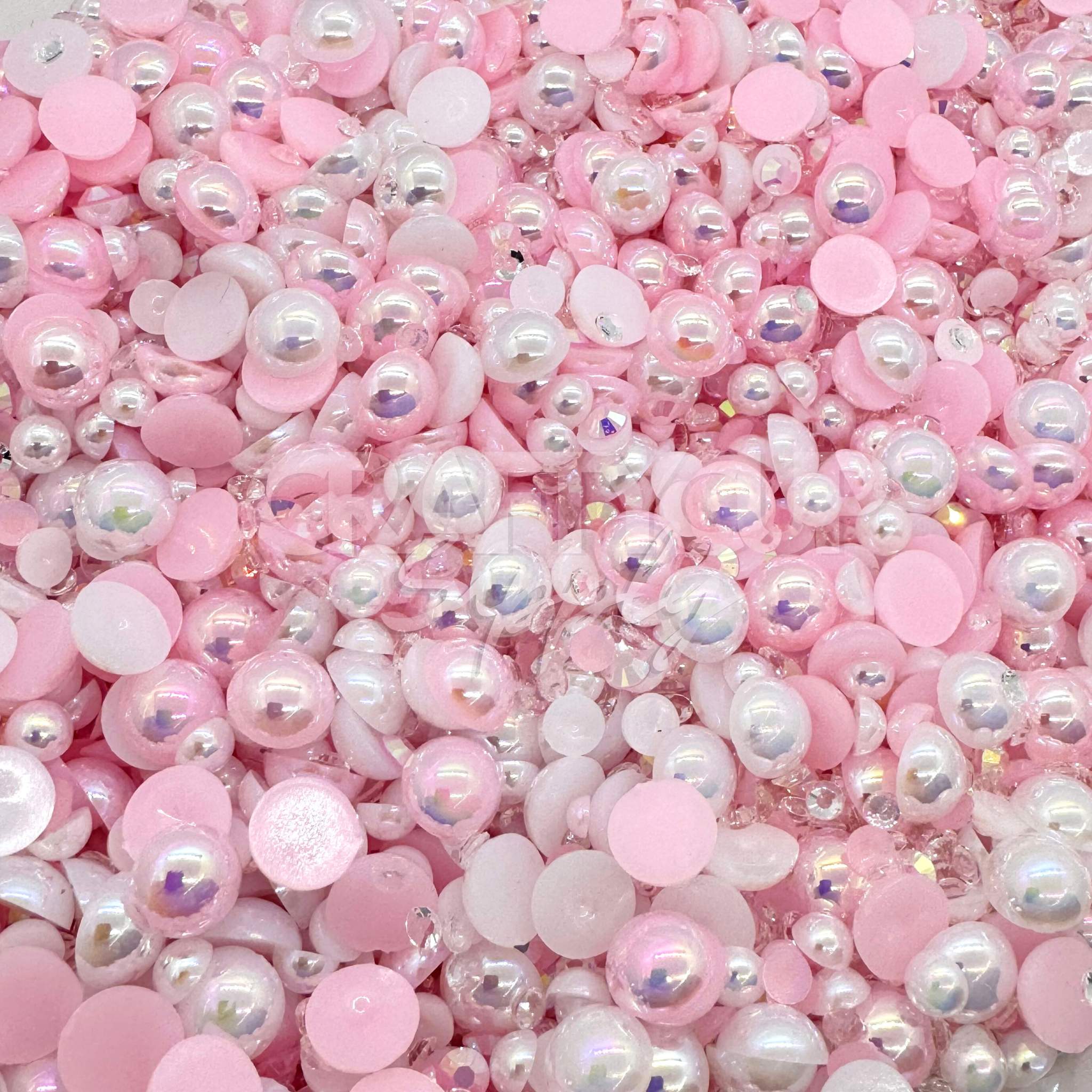 pink white rhinestone pearl mix