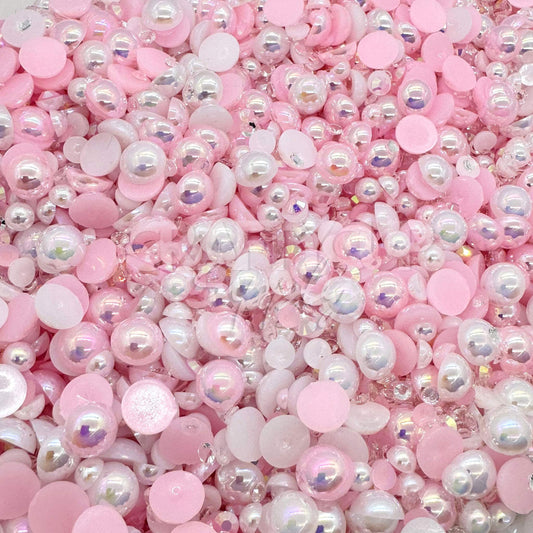 pink white rhinestone pearl mix