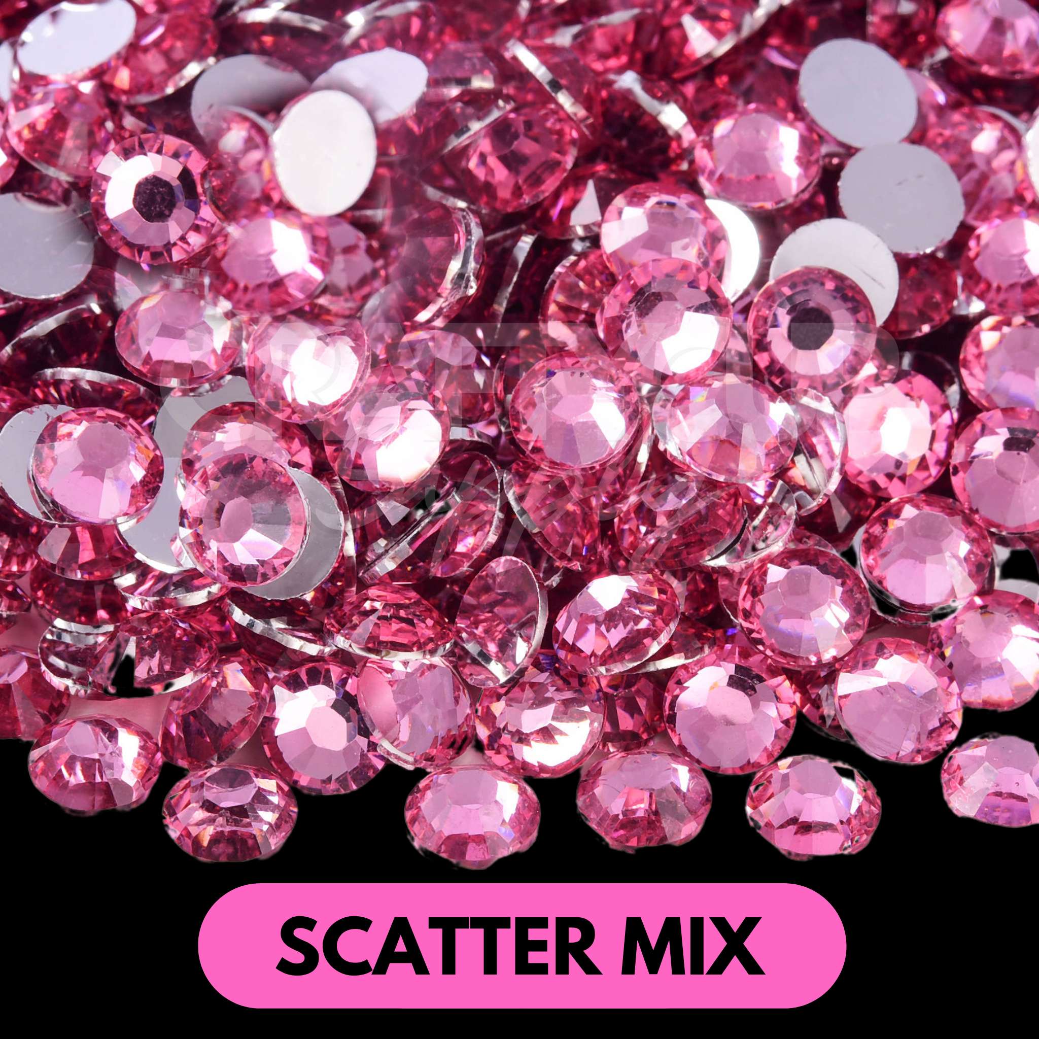 silver base pink rhinestones