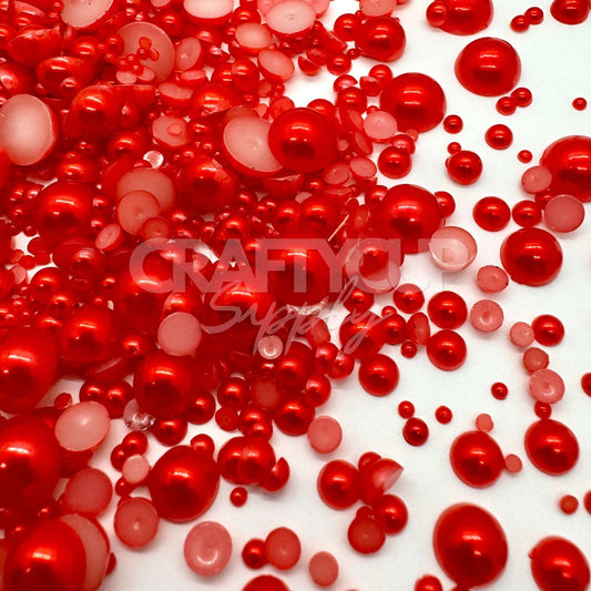 red half faux pearls