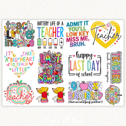 Teacher A4 Sheet 2 | UV DTF Element Sheet