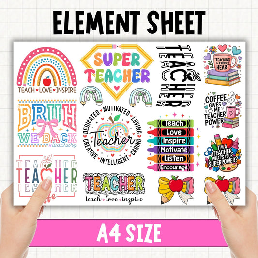 Teacher A4 Sheet 1 | UV DTF Element Sheet