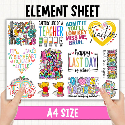 Teacher A4 Sheet 2 | UV DTF Element Sheet