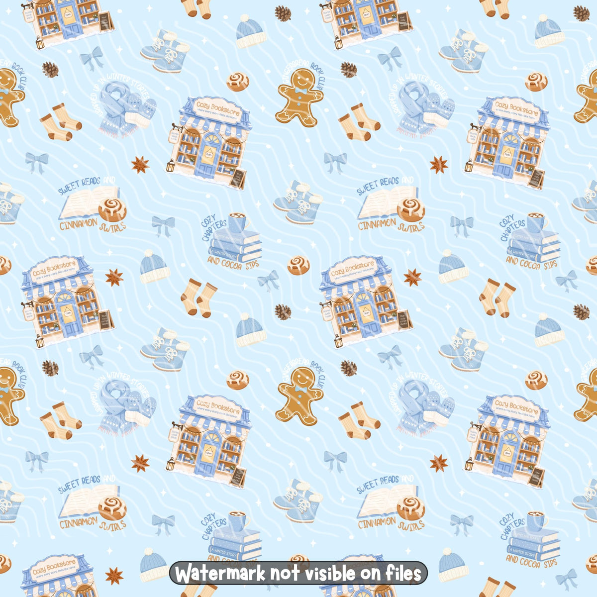 Cozy Bookstore Seamless Pattern | Digital Download