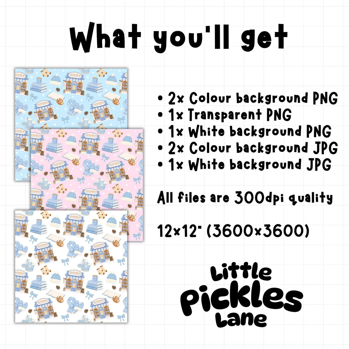 Cozy Bookstore Seamless Pattern | Digital Download
