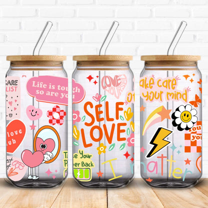 mental health self love uvdtf transfer wrap for libbey cans