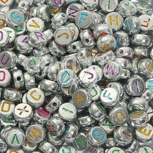 silver charm letter beads