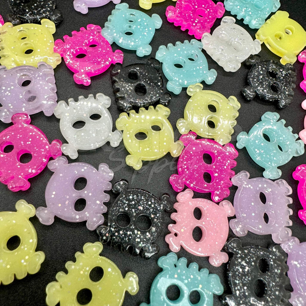 glitter skull charms