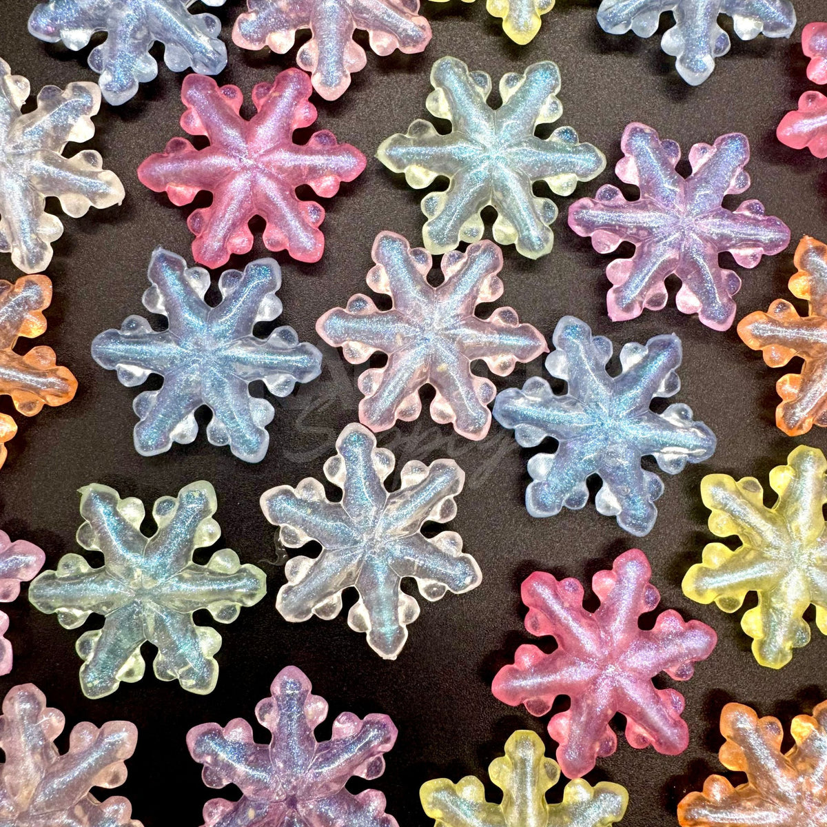 Opal Glitter Snowflake Cabochons (Pack of 10)