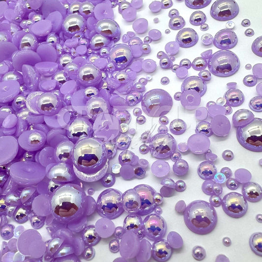 purple violet half resin pearl rhinestons