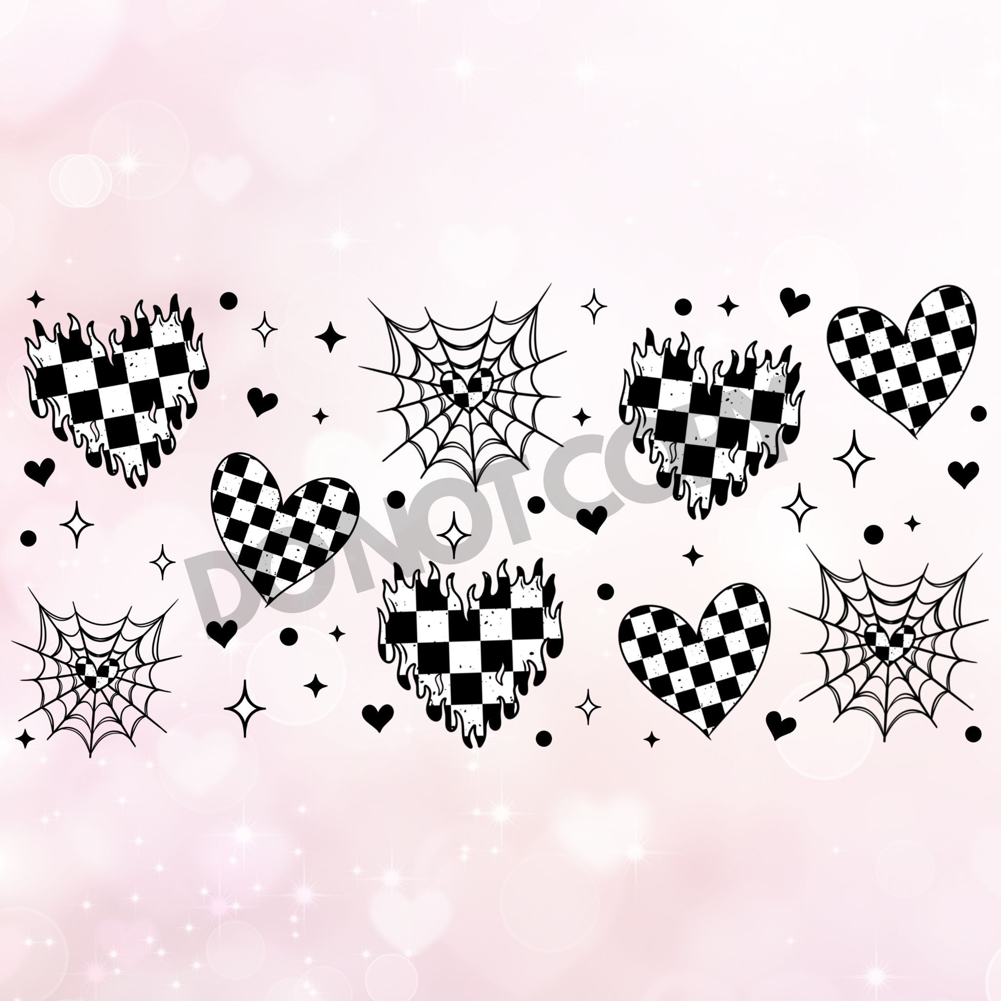 Chequered Hearts - White & Black | UV DTF Wrap