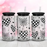 Chequered Hearts - White & Black | UV DTF Wrap