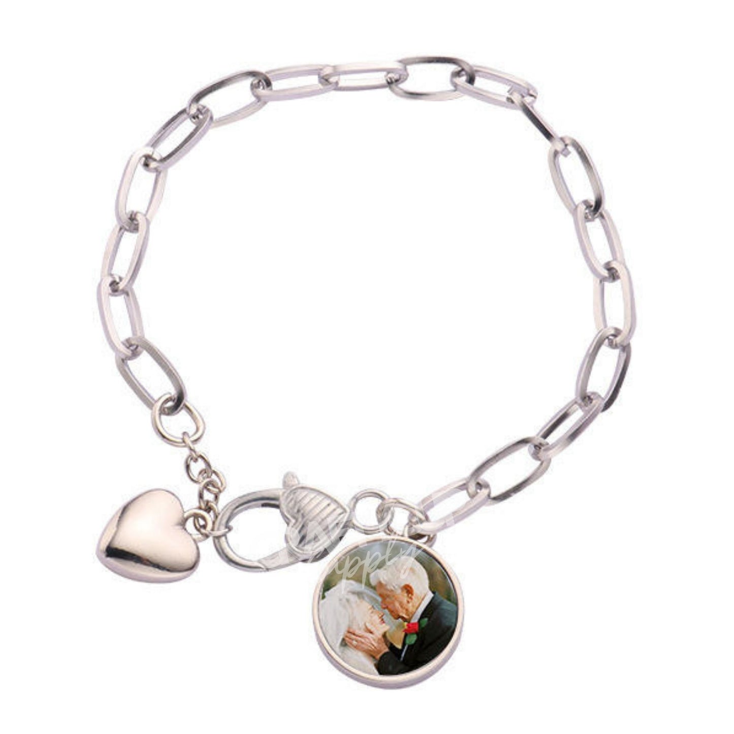 Sublimation Chain Love Heart Bracelet