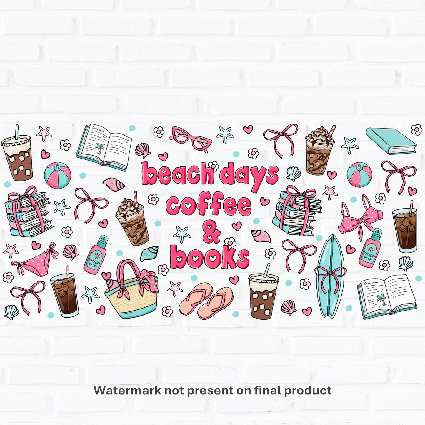 Beach Days, Coffee & Books | UV DTF Wrap