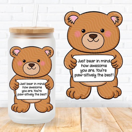 Emotional Support Teddy Bear | UV DTF Decal
