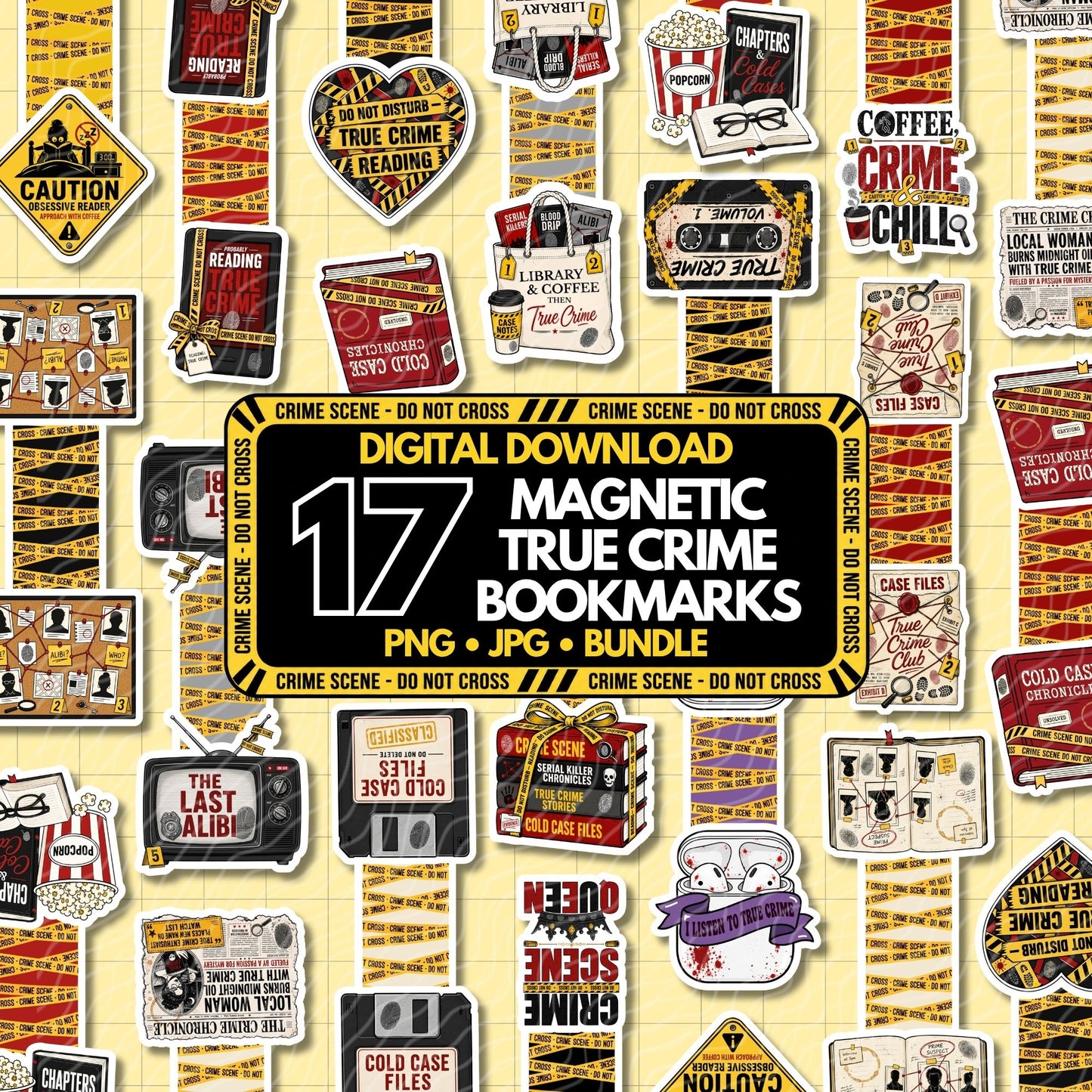 True Crime Junkie Magnetic Bookmark Bundle | Digital Download