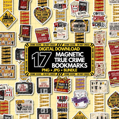 True Crime Junkie Magnetic Bookmark Bundle | Digital Download