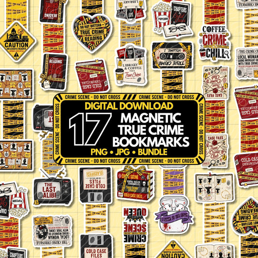 True Crime Junkie Magnetic Bookmark Bundle | Digital Download